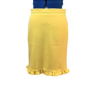 Ann Taylor Yellow Doubleweave Ruffle Hem Lined Pencil Skirt Size 4P